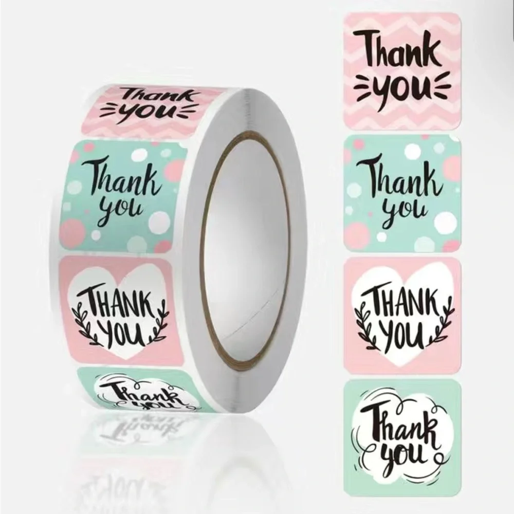 500 squared “thank you” stickers
